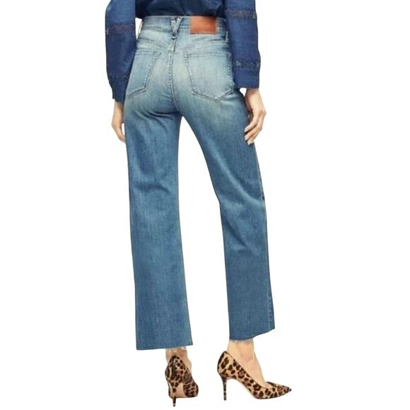 J. Crew Slim Wide Leg Jeans Women's Sz 28 High-Rise Cropped Raw Hem Casual - Picture 2 of 8